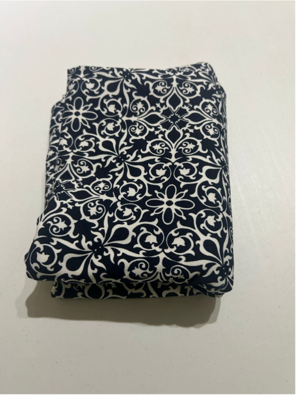 🔥3 for $40🔥 Fabric: 1 Yard Navy Blue/White Damask Pattern Stretch Fabric